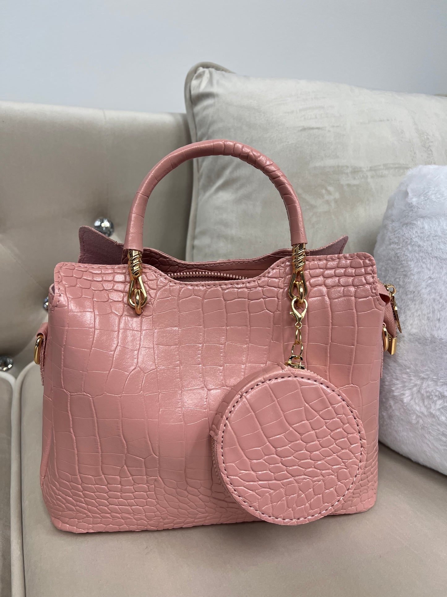 “Flair” Pink 3-piece Handbag Set