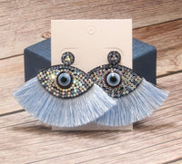 “Capture” Evil Eye Vintage Style Earrings (Light Blue)