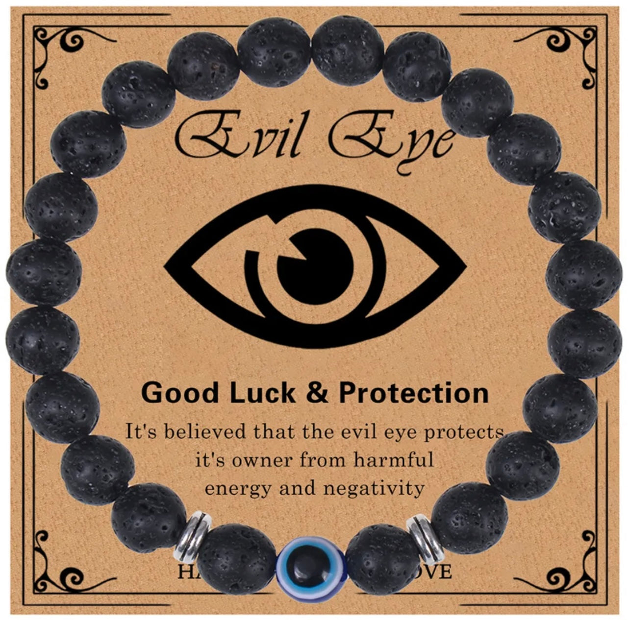 “Lucky Eye” (Frosted Stone) Unisex Good Luck and Protection Beaded Bracelet