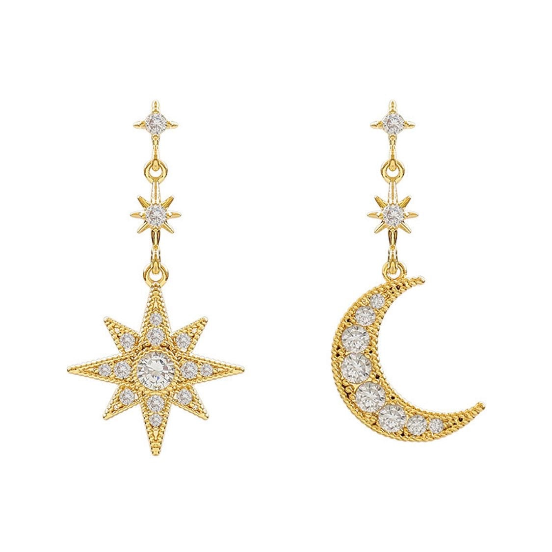 “Dawn” Moon and Star Earrings