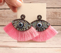 “Capture” Evil Eye Vintage Style Earrings (Pink)