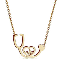 “Medical Bae” Gold Plated Heart Stethoscope Necklace