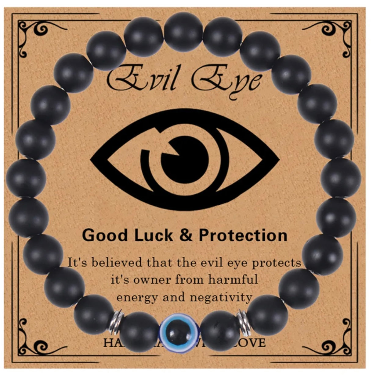 “Lucky Eye” (Volcanic Rock) Unisex Good Luck Beaded Bracelet