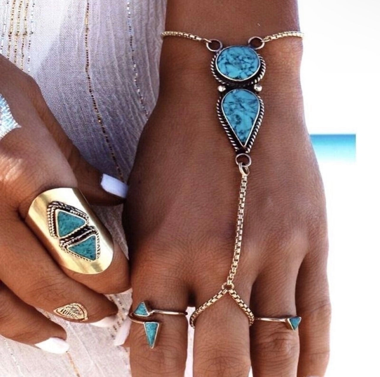 “Boho-Bae” Turquoise Hand Jewelry