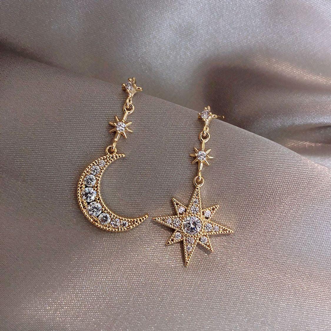 “Dawn” Moon and Star Earrings