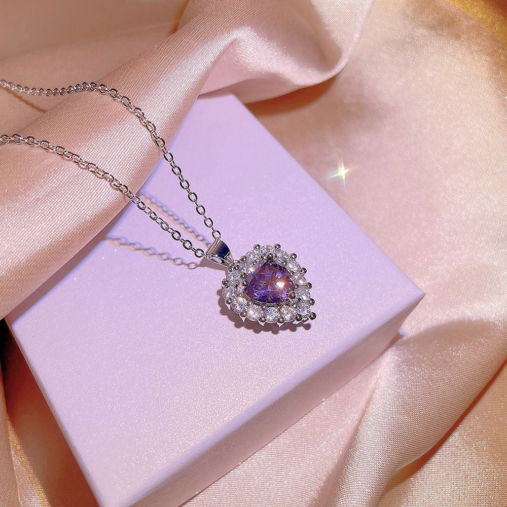 “Hearts on Fire” Purple Gem Necklace