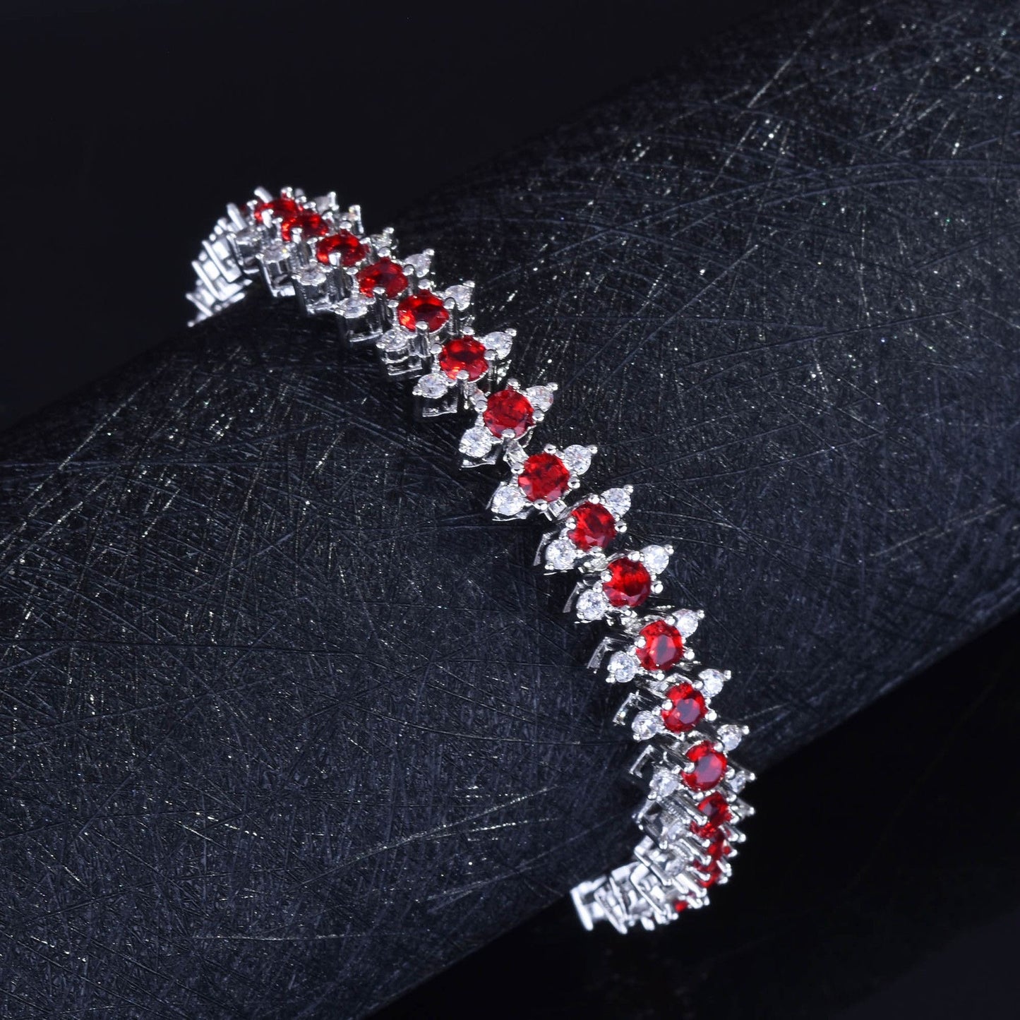 “Rubi-Ana” Rhinestone Red Gem Bling Bracelet