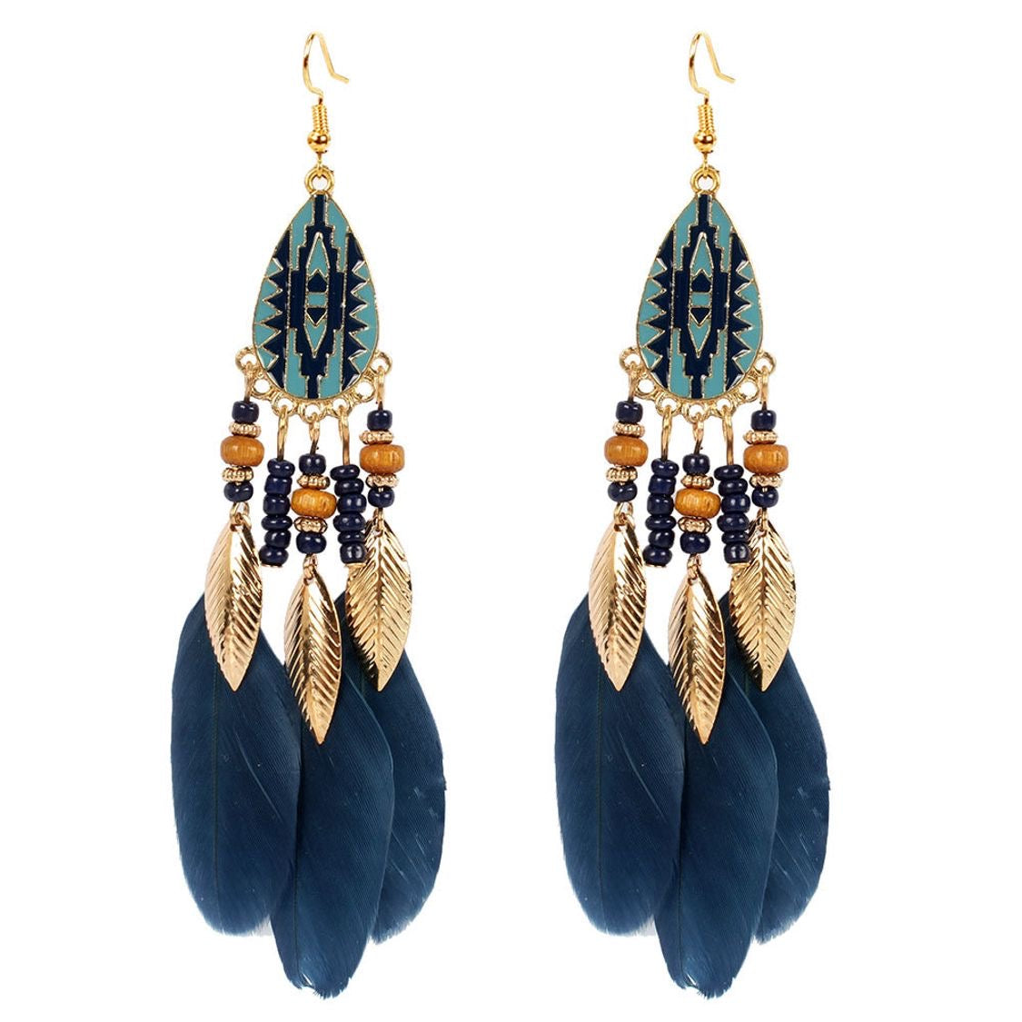 “River Goddess” Feather Earrings (blue)