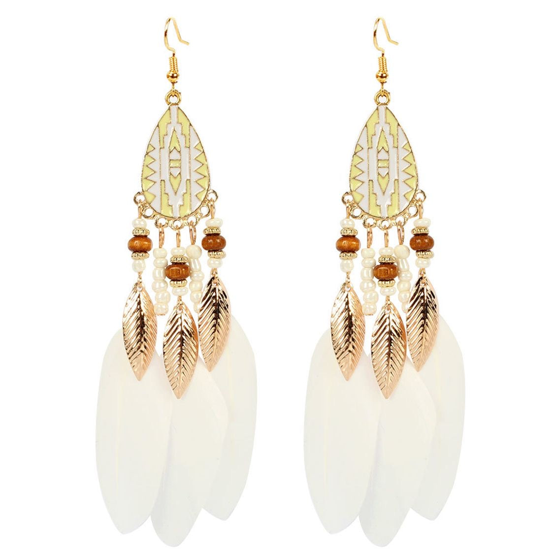 “River Goddess” Feather Earrings (white)