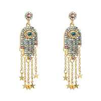 “Helping Hands” Gold Rhinestone Hamsa Earrings