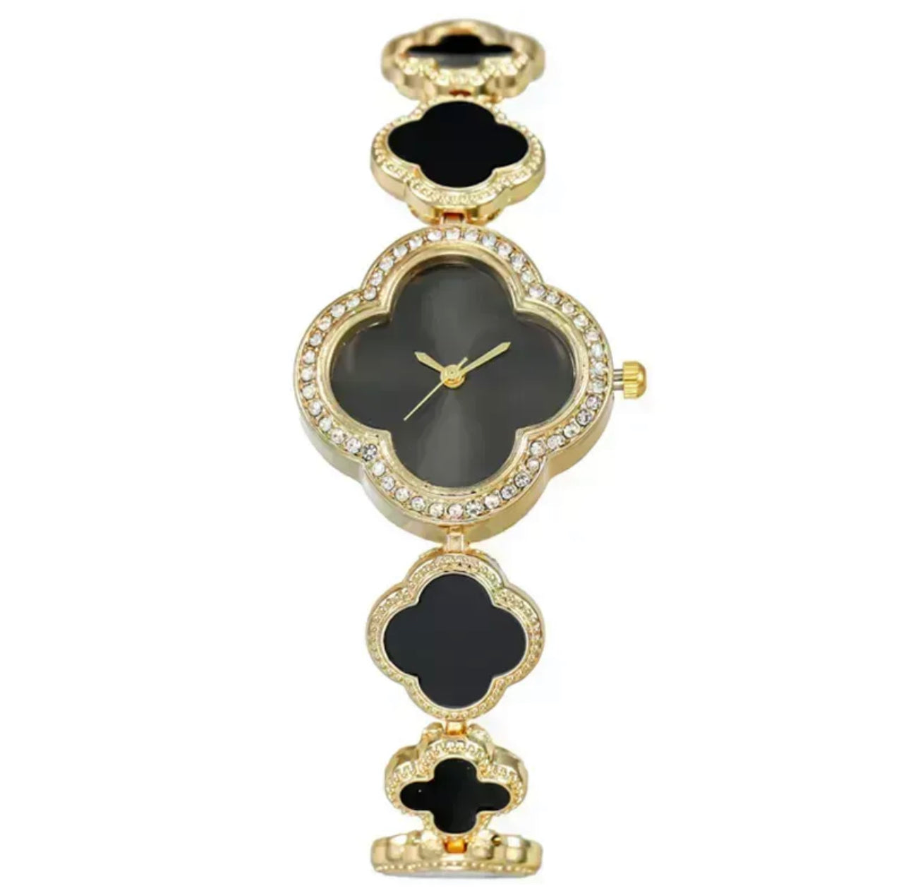 “Arpaia” Black Gold Toned Clover Van Quartz Watch