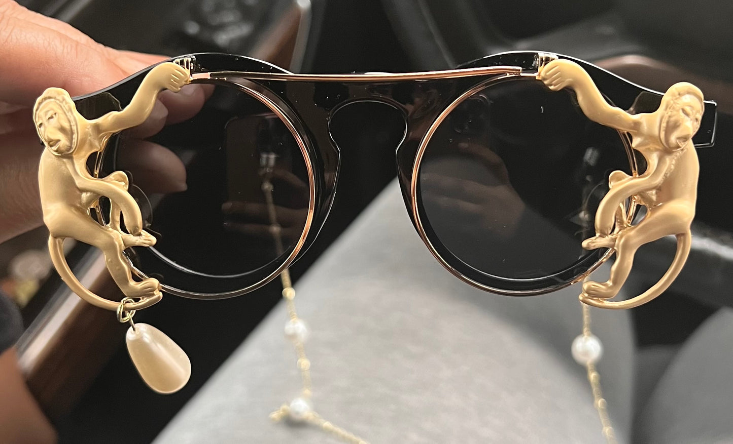 “Divine Shine” Black and Gold Extravagant Sunglasses