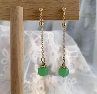 “Le Jade” Golden Green Earrings