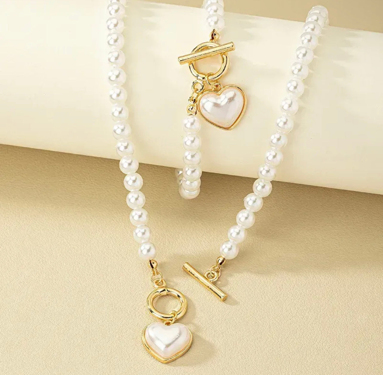 “Driven” Heart Shaped O Clasp Necklace/Bracelet set