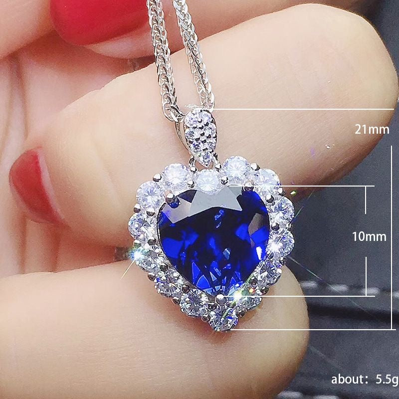 “Hearts on Ice” Blue Gem Necklace