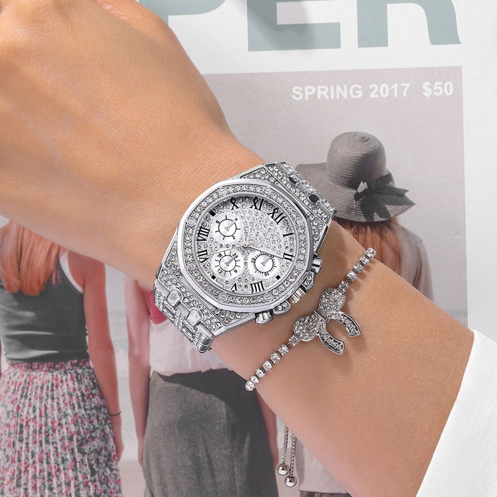 “Queen Bling” Extravagant Silver Bling Watch